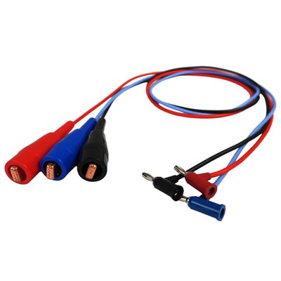 Test Lead Set, 3 Cables(Red, Black, Blue), 1 meter, Banana to 40A clip